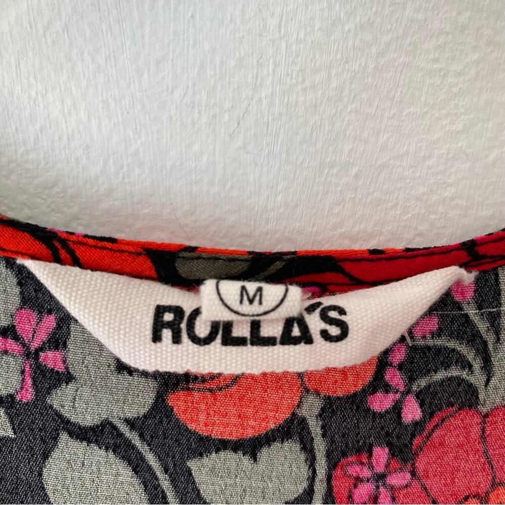 Rolla’s Cleo Rambling Floral Mini Wrap Dress size medium Black Red Pink Flowers - Picture 12 of 12